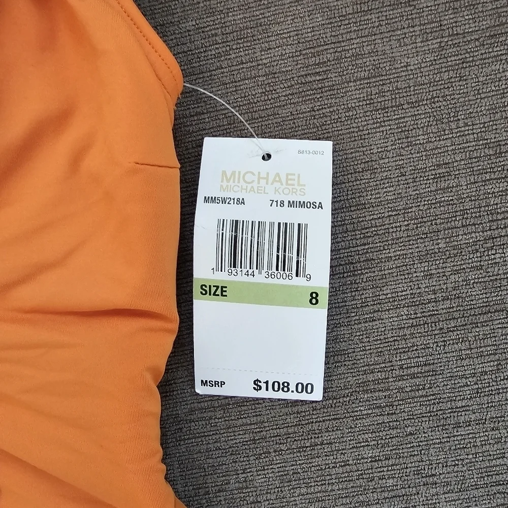 Michael Kors Women's Orange v neck Ruffle One Piece Swimsuit Size 8